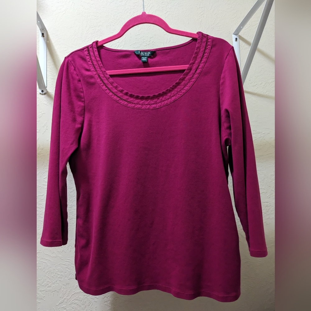 Ralph Lauren Women's Magenta Top, XL. EUC